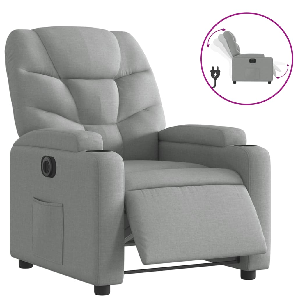 Fauteuil elektrisch verstelbaar stof lichtgrijs Nee Elektrisch verstelbaar