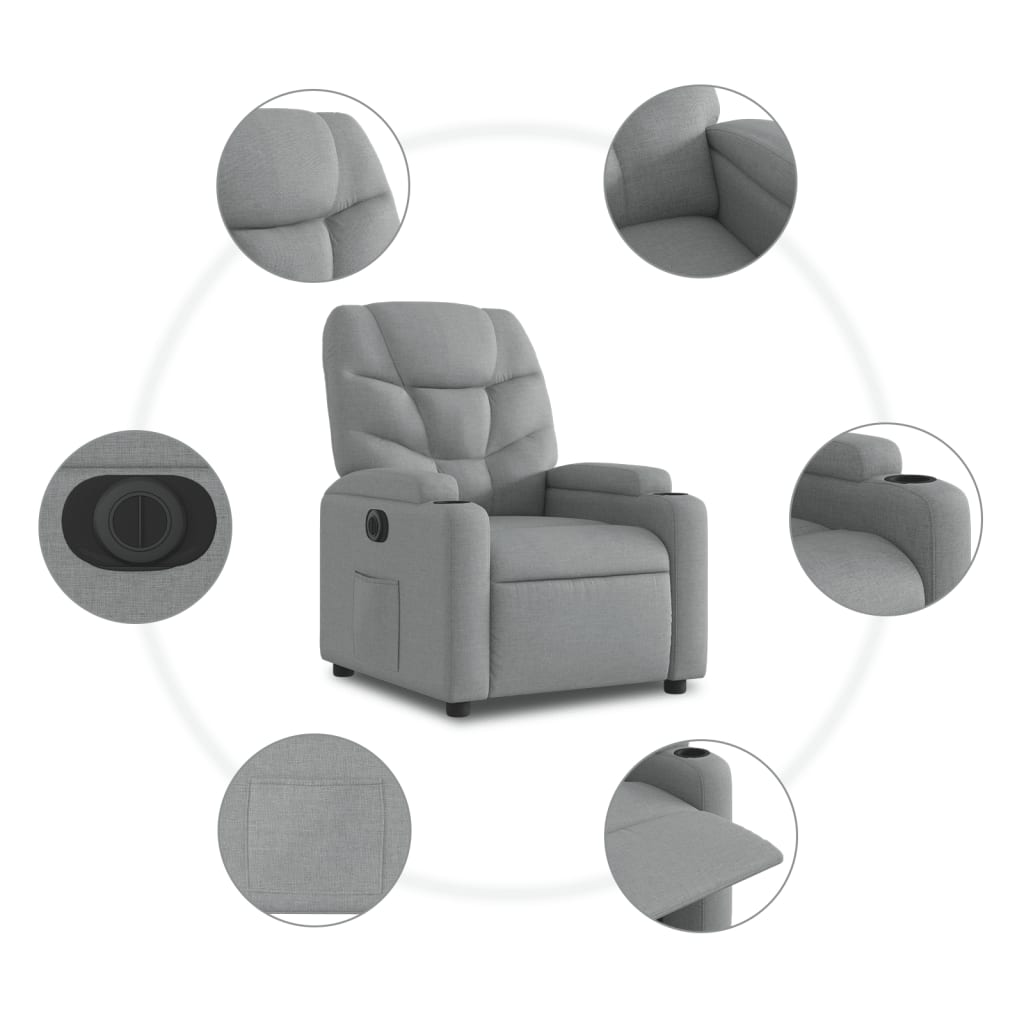 Fauteuil elektrisch verstelbaar stof lichtgrijs Nee Elektrisch verstelbaar