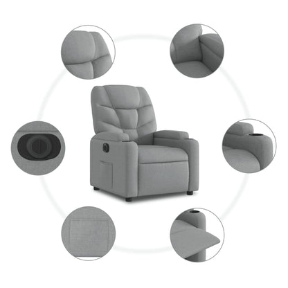 Fauteuil elektrisch verstelbaar stof lichtgrijs Nee Elektrisch verstelbaar