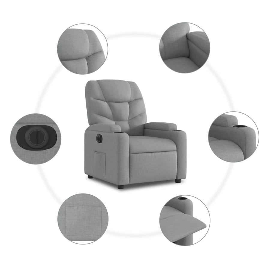 Fauteuil elektrisch verstelbaar stof lichtgrijs