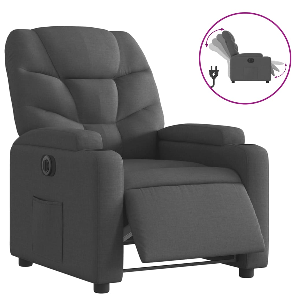 Fauteuil elektrisch verstelbaar stof donkergrijs Nee Elektrisch verstelbaar