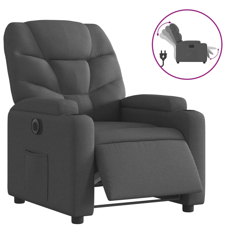 Fauteuil elektrisch verstelbaar stof donkergrijs Nee Elektrisch verstelbaar