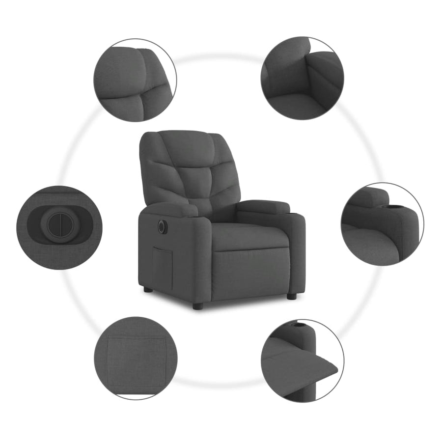 Fauteuil elektrisch verstelbaar stof donkergrijs Nee Elektrisch verstelbaar