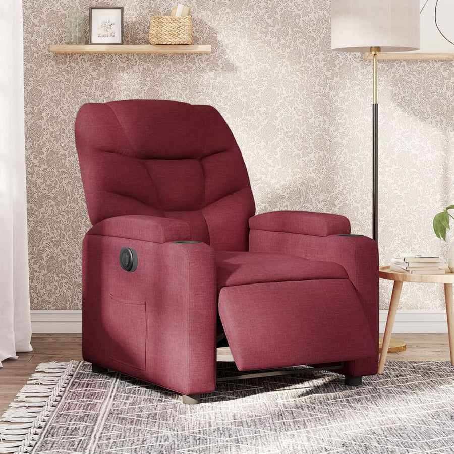 Fauteuil verstelbaar elektrisch stof wijnrood
