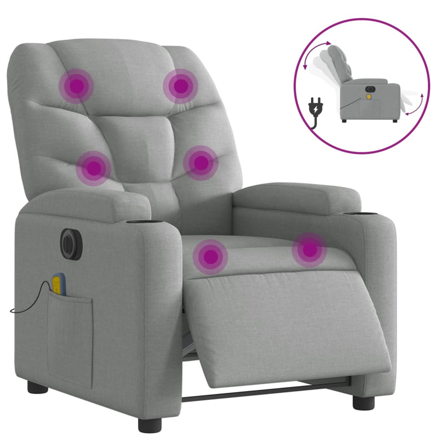 Massagestoel Stof Lichtgrijs Ja Elektrisch verstelbaar