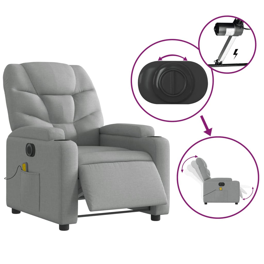 Massagestoel Stof Lichtgrijs Ja Elektrisch verstelbaar