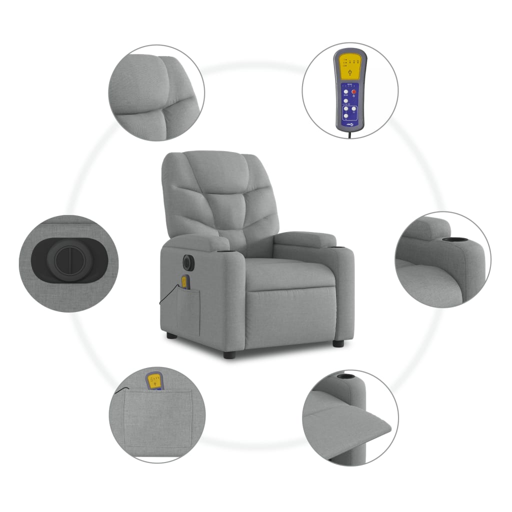 Massagestoel Stof Lichtgrijs Ja Elektrisch verstelbaar