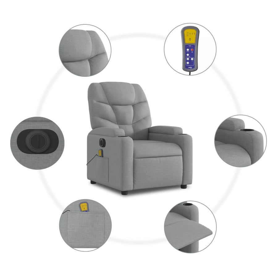 Massagestoel Stof Lichtgrijs Ja Elektrisch verstelbaar