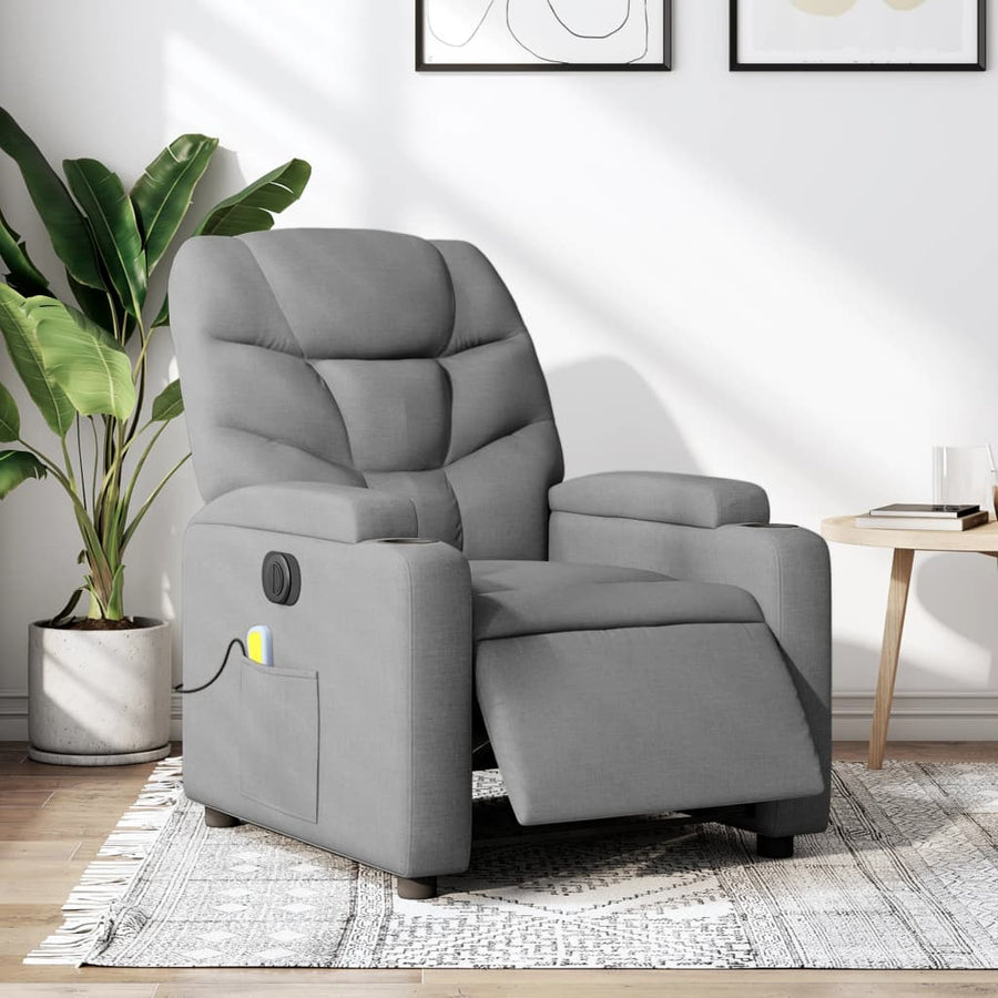 Massagestoel Stof Lichtgrijs Ja Elektrisch verstelbaar