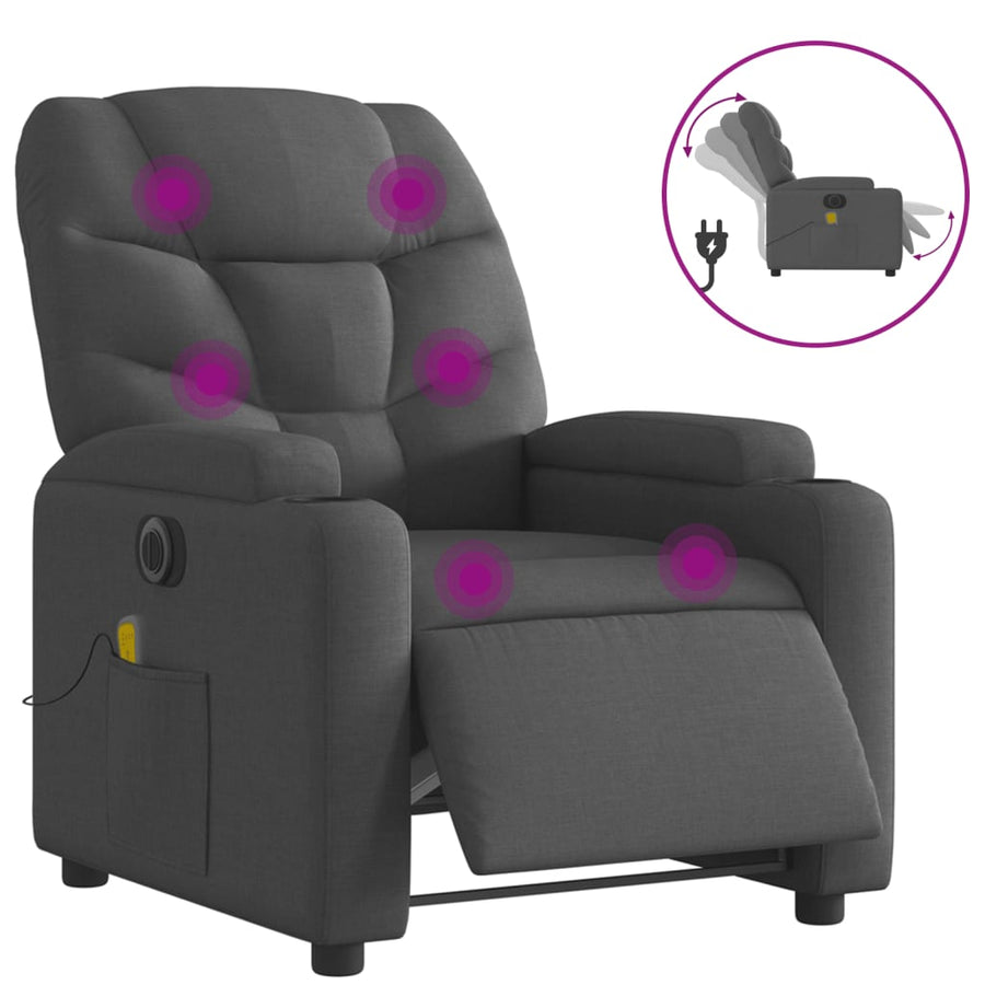 Massagestoel Stof Donkergrijs Ja Elektrisch verstelbaar