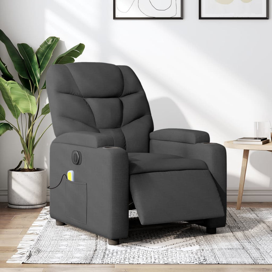 Massagestoel Stof Donkergrijs Ja Elektrisch verstelbaar