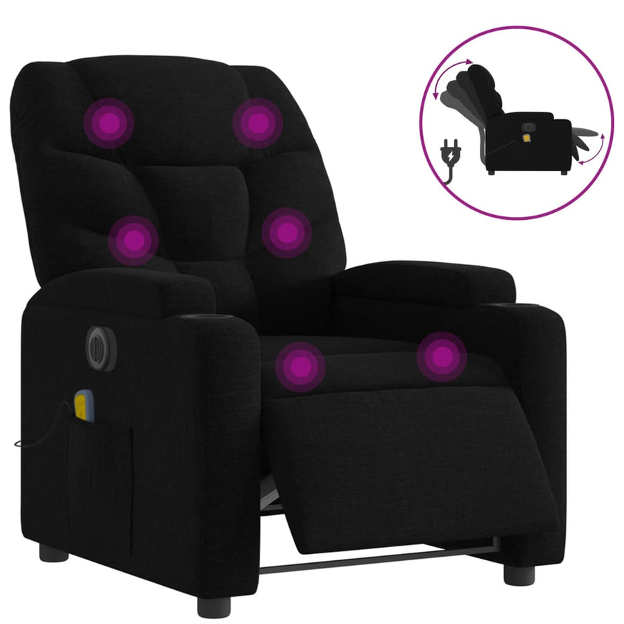Massagestoel Stof Zwart Ja Elektrisch verstelbaar