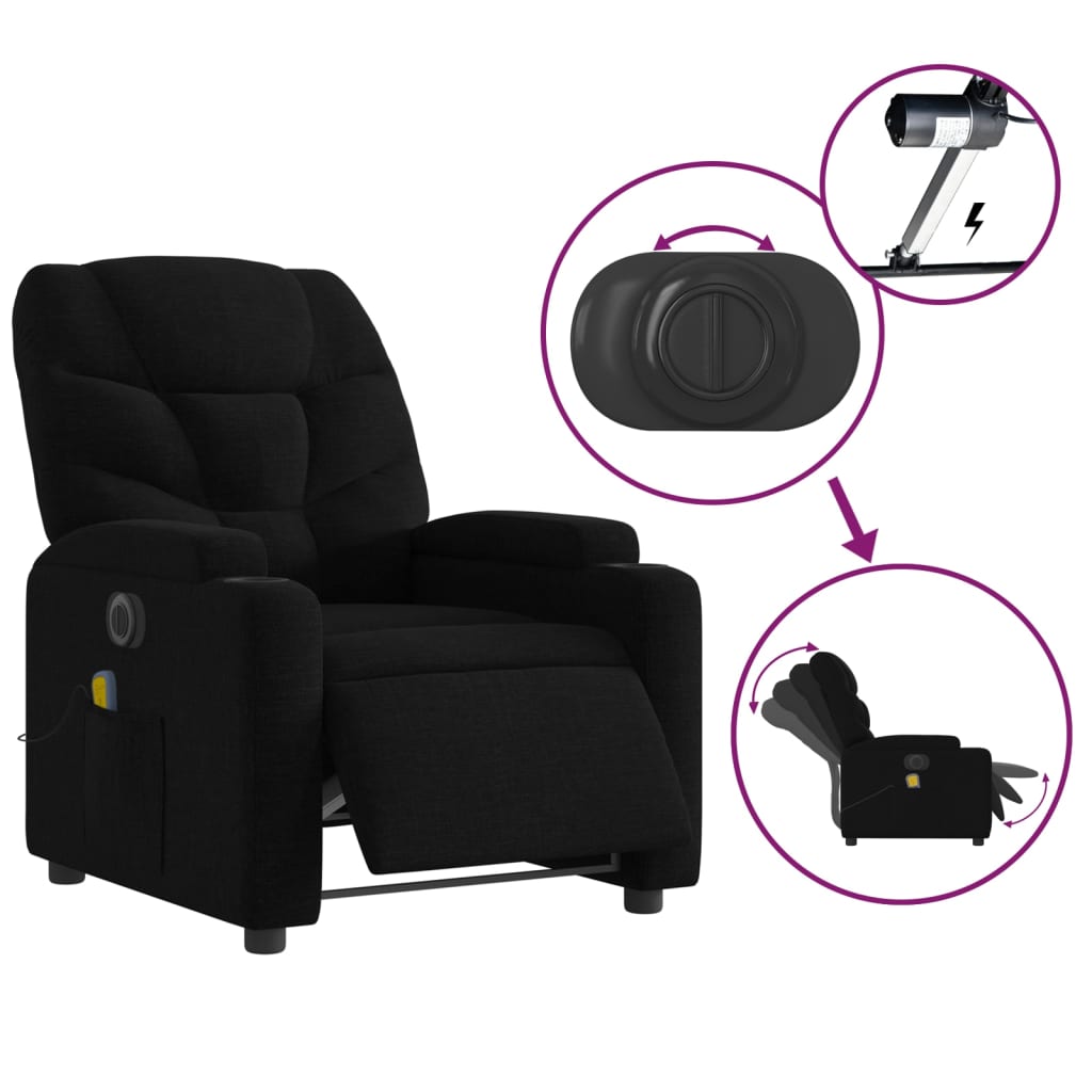 Massagestoel Stof Zwart Ja Elektrisch verstelbaar