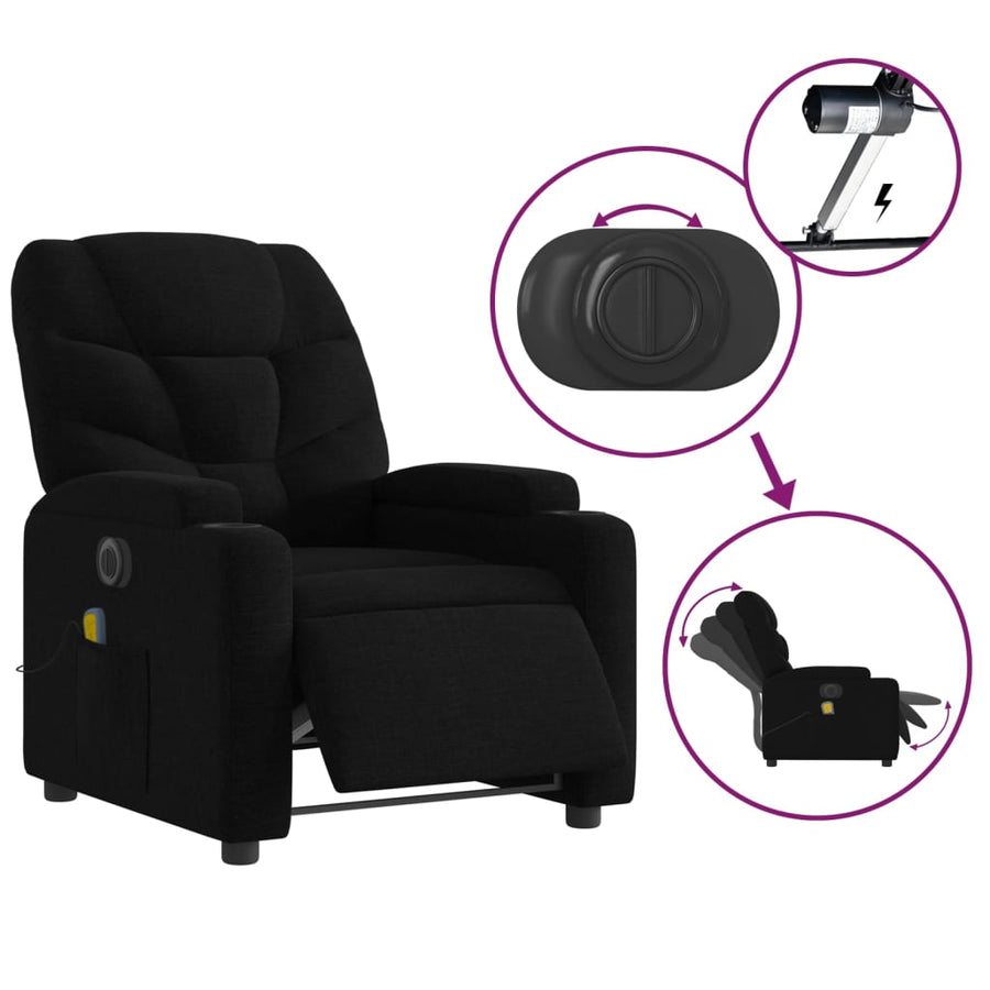 Massagestoel Stof Zwart Ja Elektrisch verstelbaar