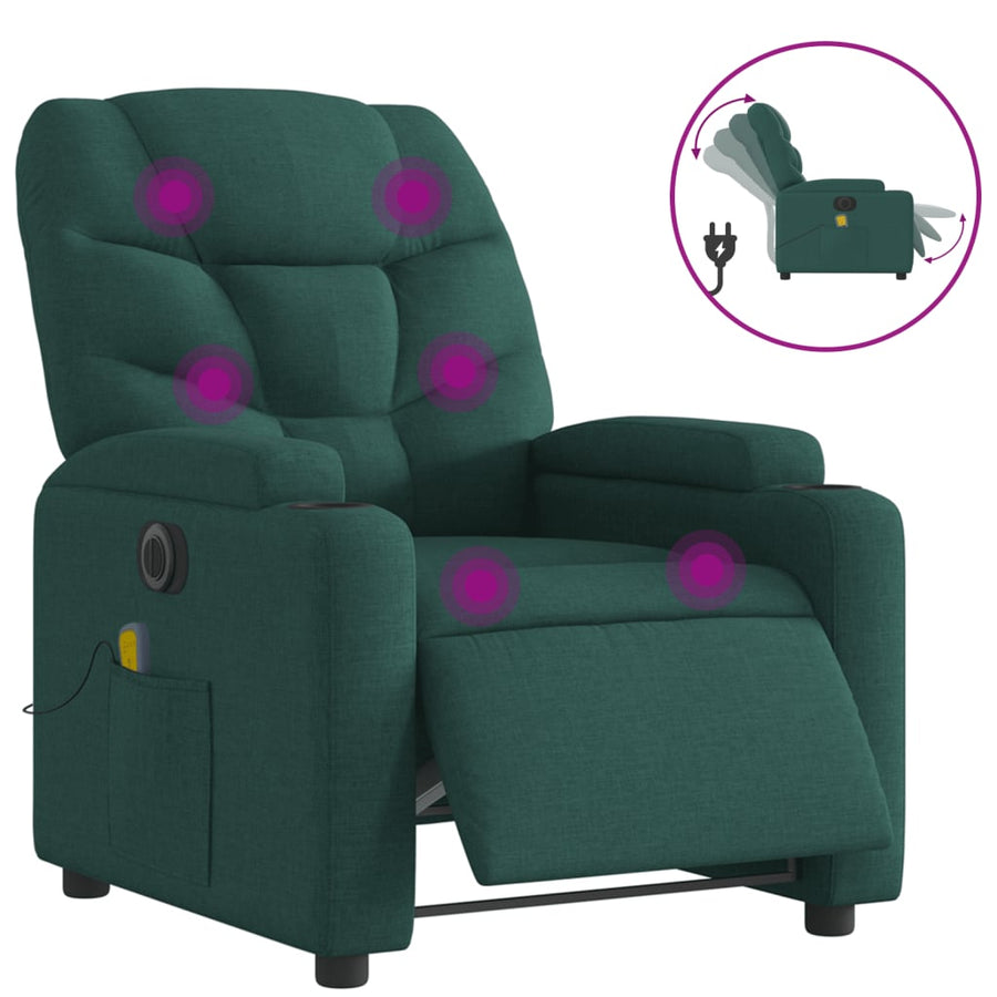 Massagestoel Stof Donkergroen Ja Elektrisch verstelbaar