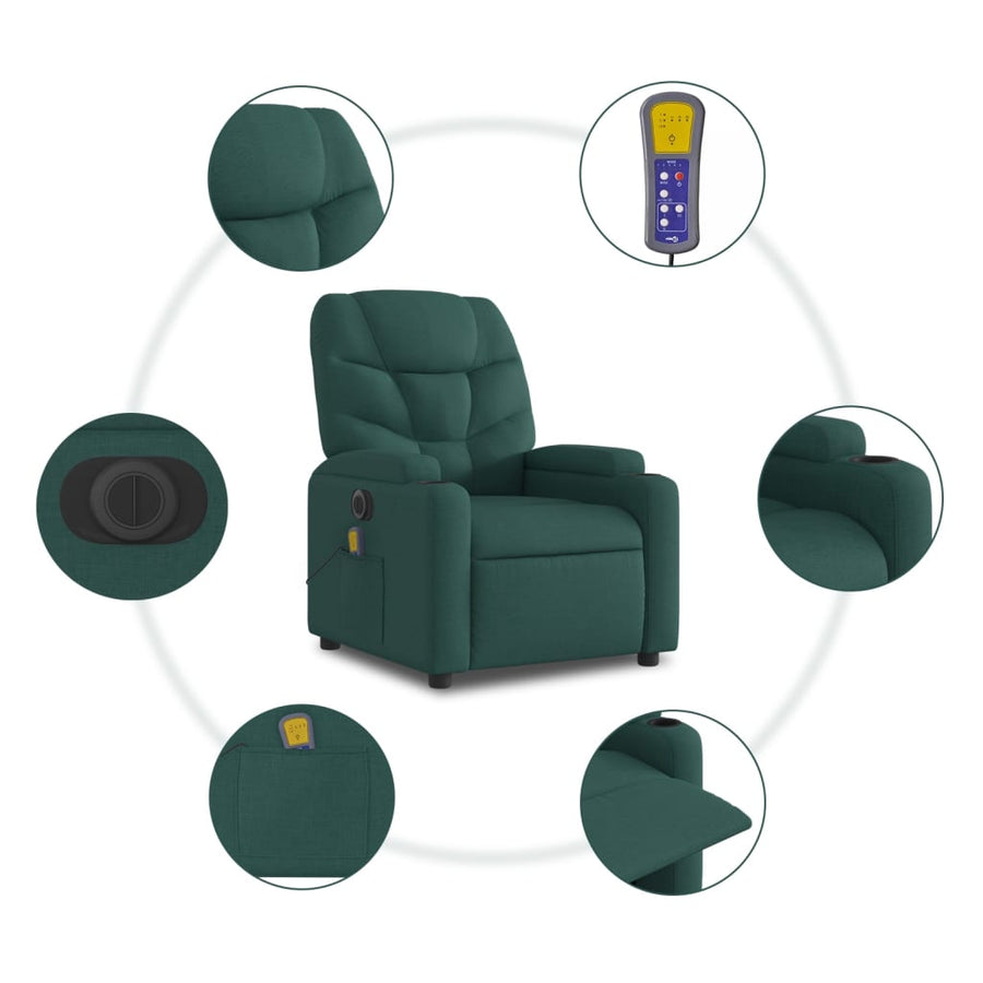 Massagestoel Stof Donkergroen Ja Elektrisch verstelbaar