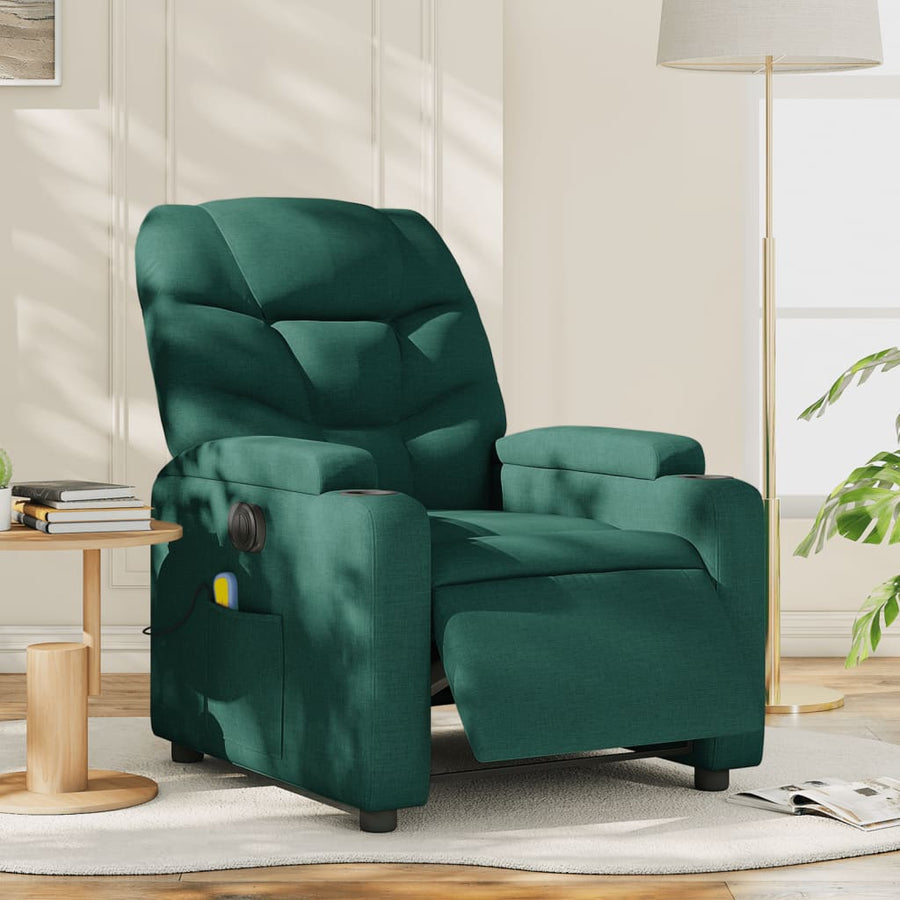 Massagestoel Stof Donkergroen Ja Elektrisch verstelbaar