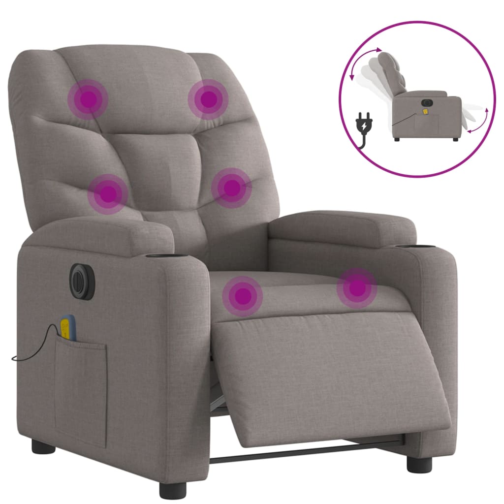 Massagestoel Stof Taupe Ja Elektrisch verstelbaar
