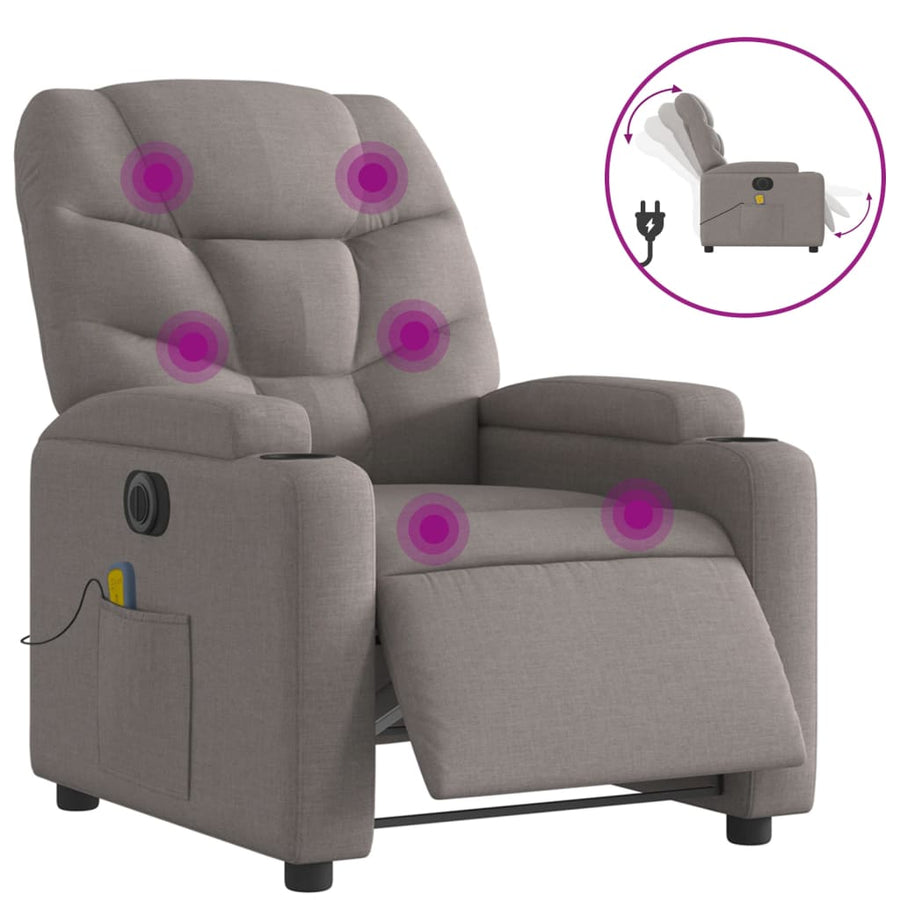 Massagestoel Stof Taupe Ja Elektrisch verstelbaar