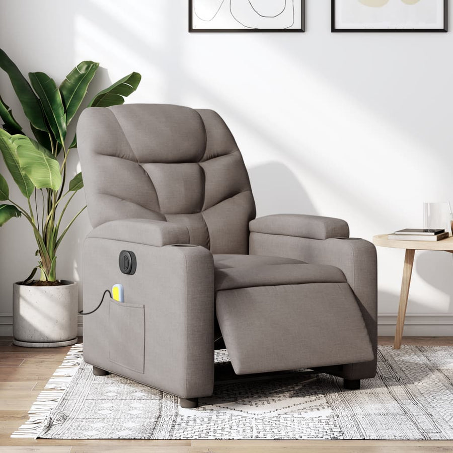 Massagestoel Stof Taupe Ja Elektrisch verstelbaar