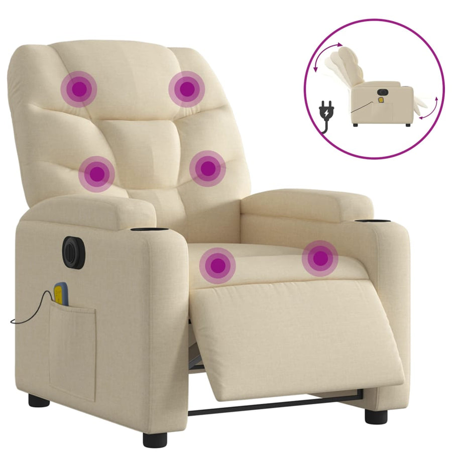 Massagestoel Stof Kleurig Crème Ja Elektrisch verstelbaar