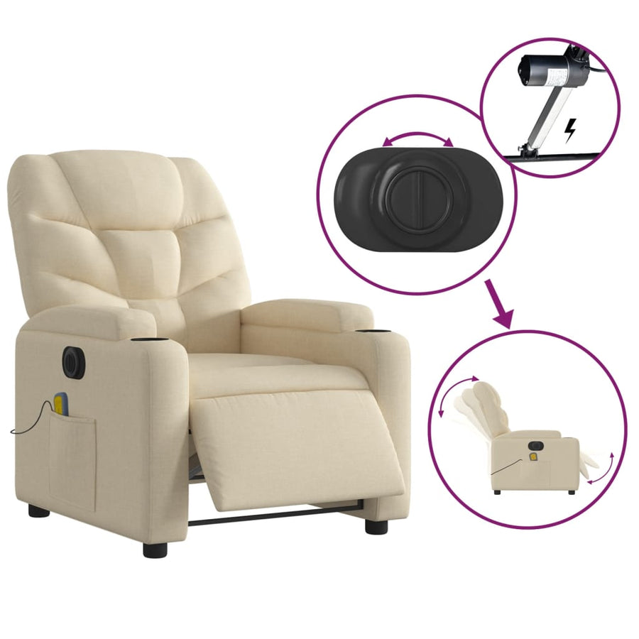 Massagestoel Stof Kleurig Crème Ja Elektrisch verstelbaar