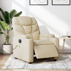 Electric massage chair, adjustable, fabric, cream-colored