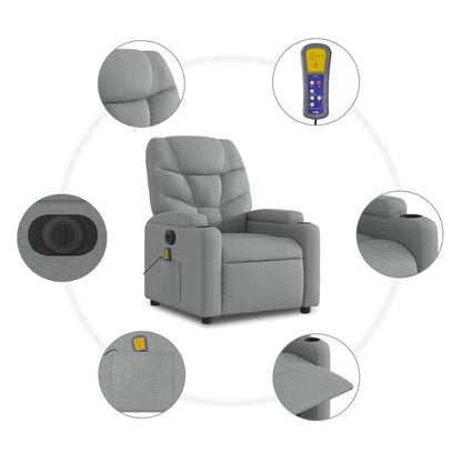 Sta-Op-Massagestoel Stof Lichtgrijs Ja Elektrisch verstelbaar