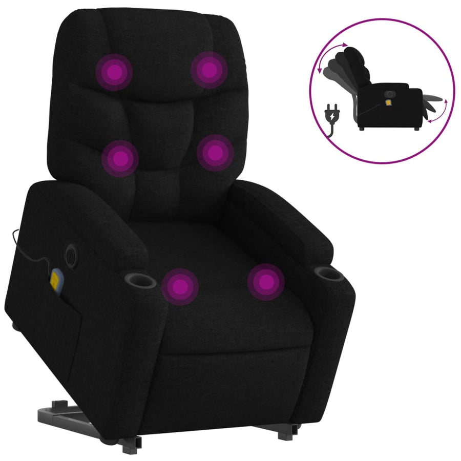 Sta-Op-Massagestoel Stof Zwart Ja Elektrisch verstelbaar