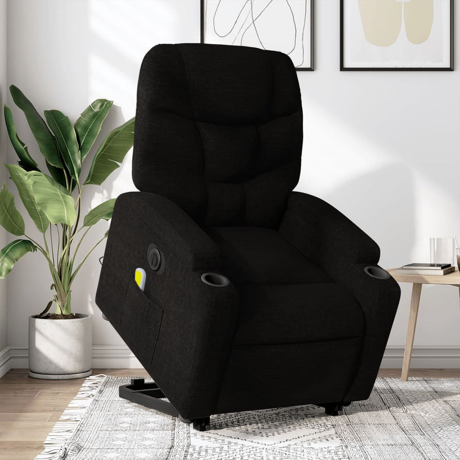 Sta-Op-Massagestoel Stof Zwart Ja Elektrisch verstelbaar