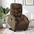 Lift-recline massage chair electric adjustable fabric brown