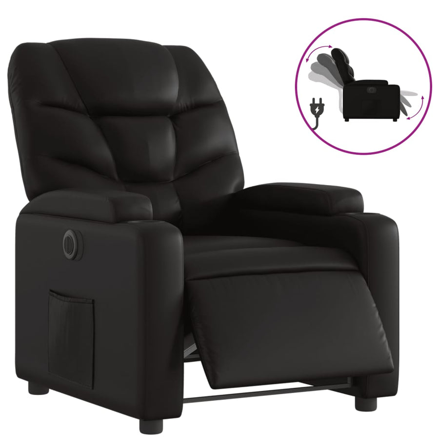 Fauteuil elektrisch verstelbaar kunstleer zwart Nee Elektrisch verstelbaar