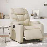 Electrically adjustable faux leather armchair cream-coloured
