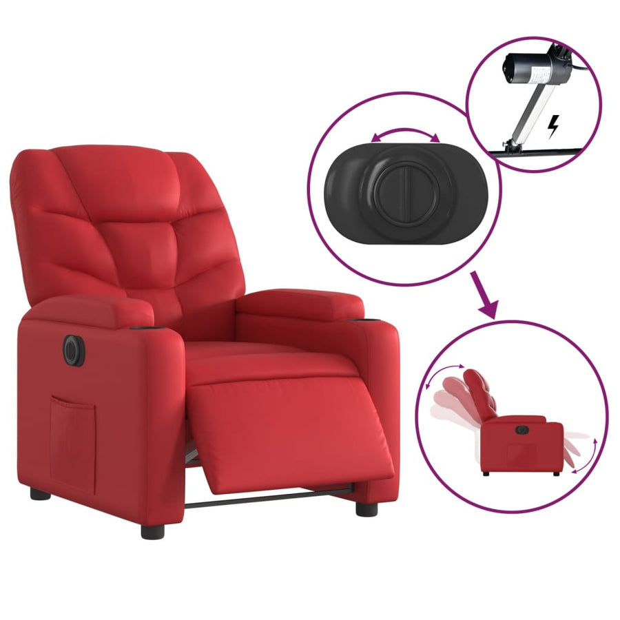 Fauteuil verstelbaar elektrisch kunstleer rood Nee Elektrisch verstelbaar