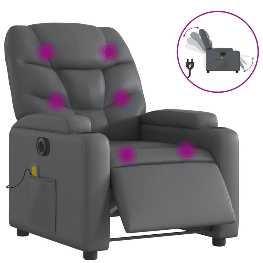 Massagestoel Verstelbaar Elektrisch Kunstleer Grijs Ja Elektrisch verstelbaar
