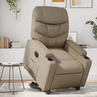 Electric recliner faux leather cappuccino-colored