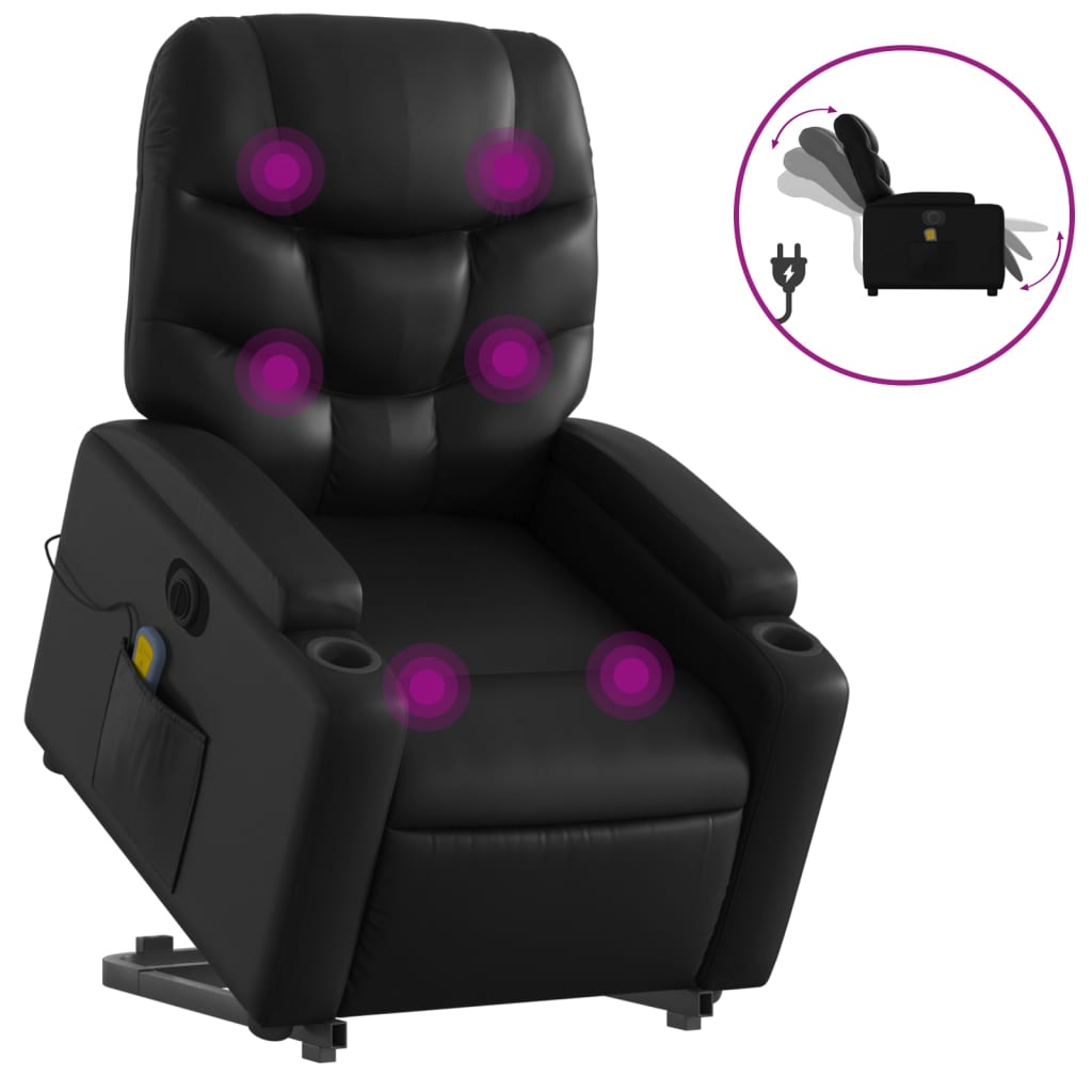 Sta-Op-Massagestoel Elektrisch Kunstleer Zwart Ja Elektrisch verstelbaar
