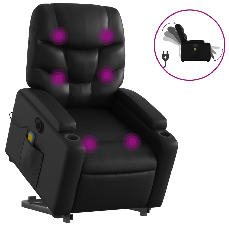 Sta-Op-Massagestoel Elektrisch Kunstleer Zwart Ja Elektrisch verstelbaar