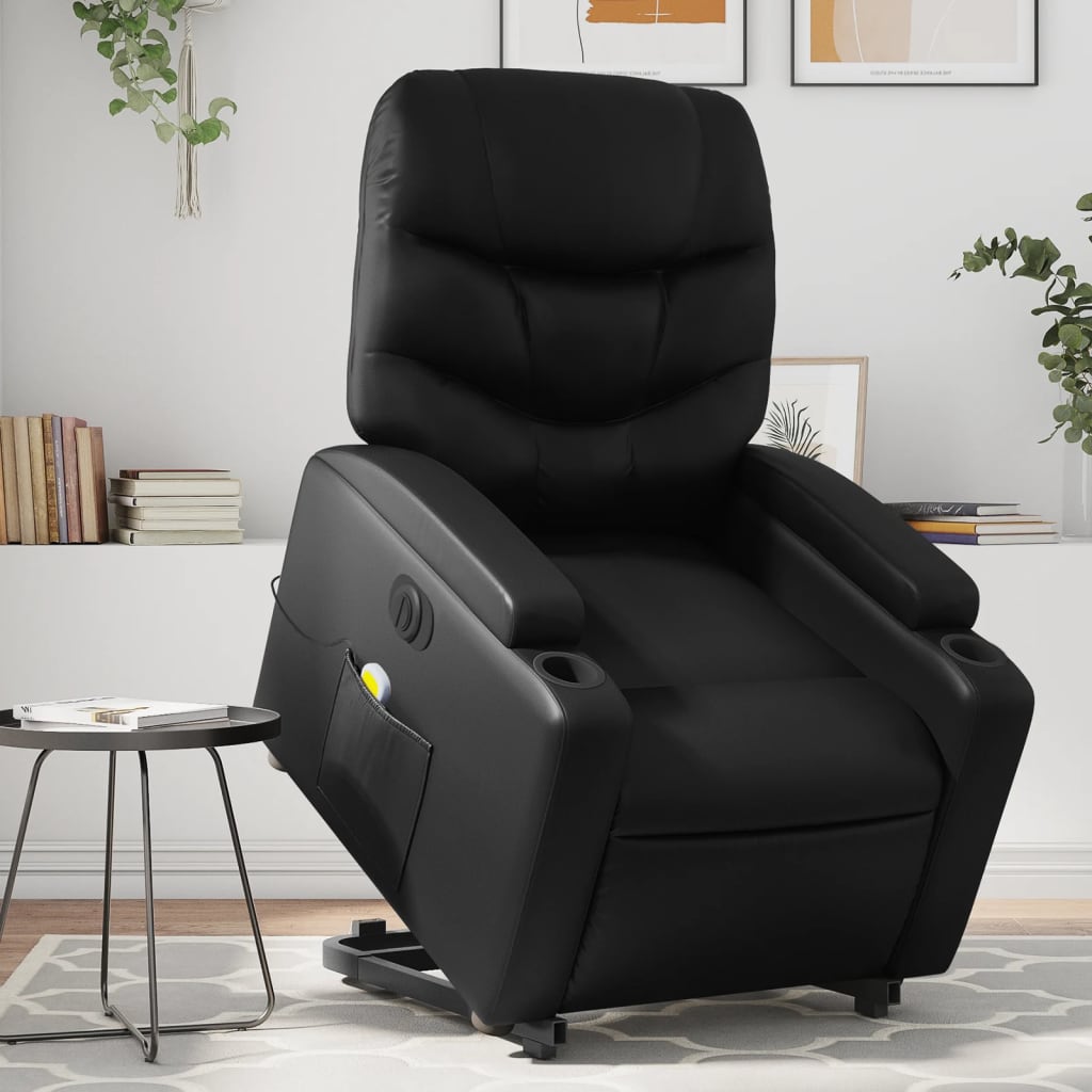 Sta-Op-Massagestoel Elektrisch Kunstleer Zwart Ja Elektrisch verstelbaar