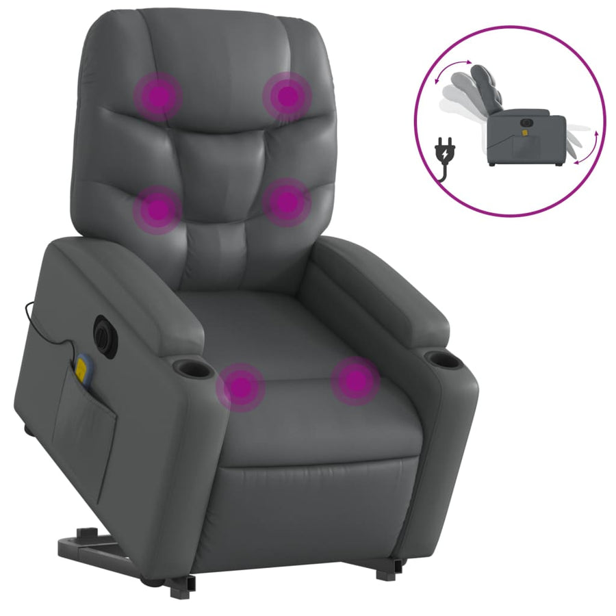 Sta-Op-Massagestoel Elektrisch Kunstleer Grijs Ja Elektrisch verstelbaar