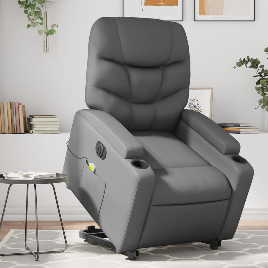 Sta-Op-Massagestoel Elektrisch Kunstleer Grijs Ja Elektrisch verstelbaar