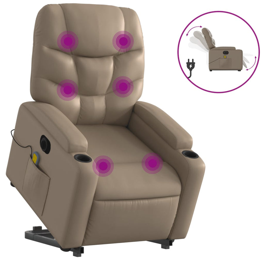 Sta-Op-Massagestoel Elektrisch Kunstleer Kleurig Cappuccino Ja Elektrisch verstelbaar