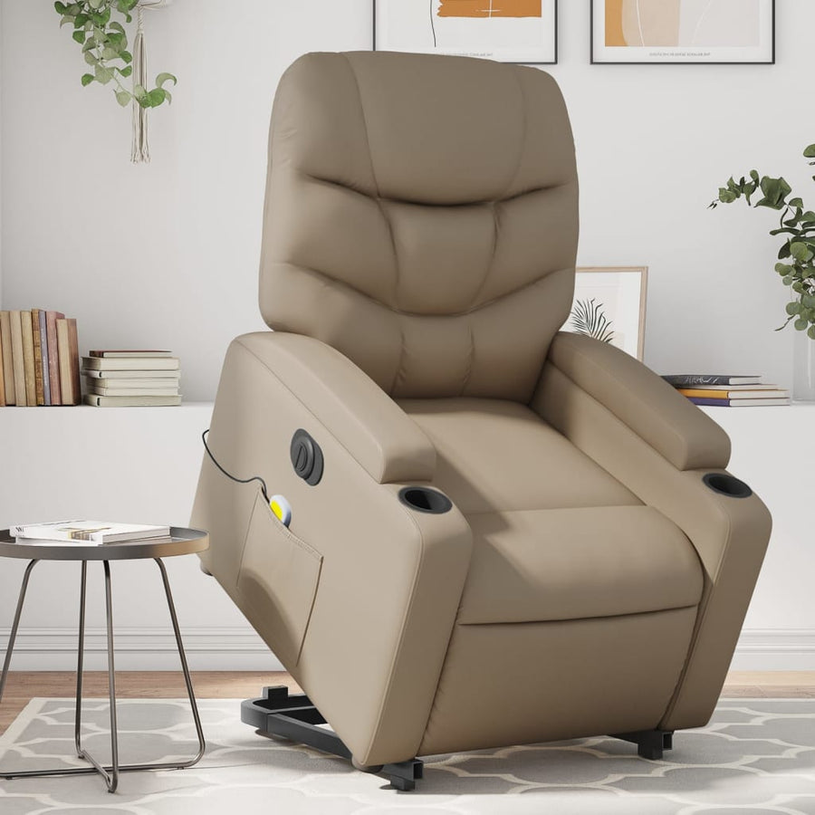 Sta-Op-Massagestoel Elektrisch Kunstleer Kleurig Cappuccino Ja Elektrisch verstelbaar