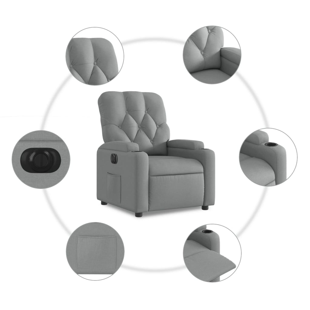 Fauteuil elektrisch verstelbaar stof lichtgrijs Nee Elektrisch verstelbaar
