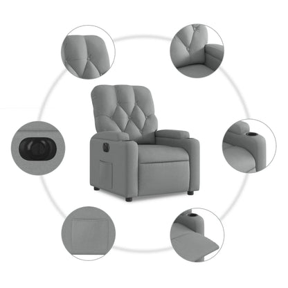 Fauteuil elektrisch verstelbaar stof lichtgrijs Nee Elektrisch verstelbaar