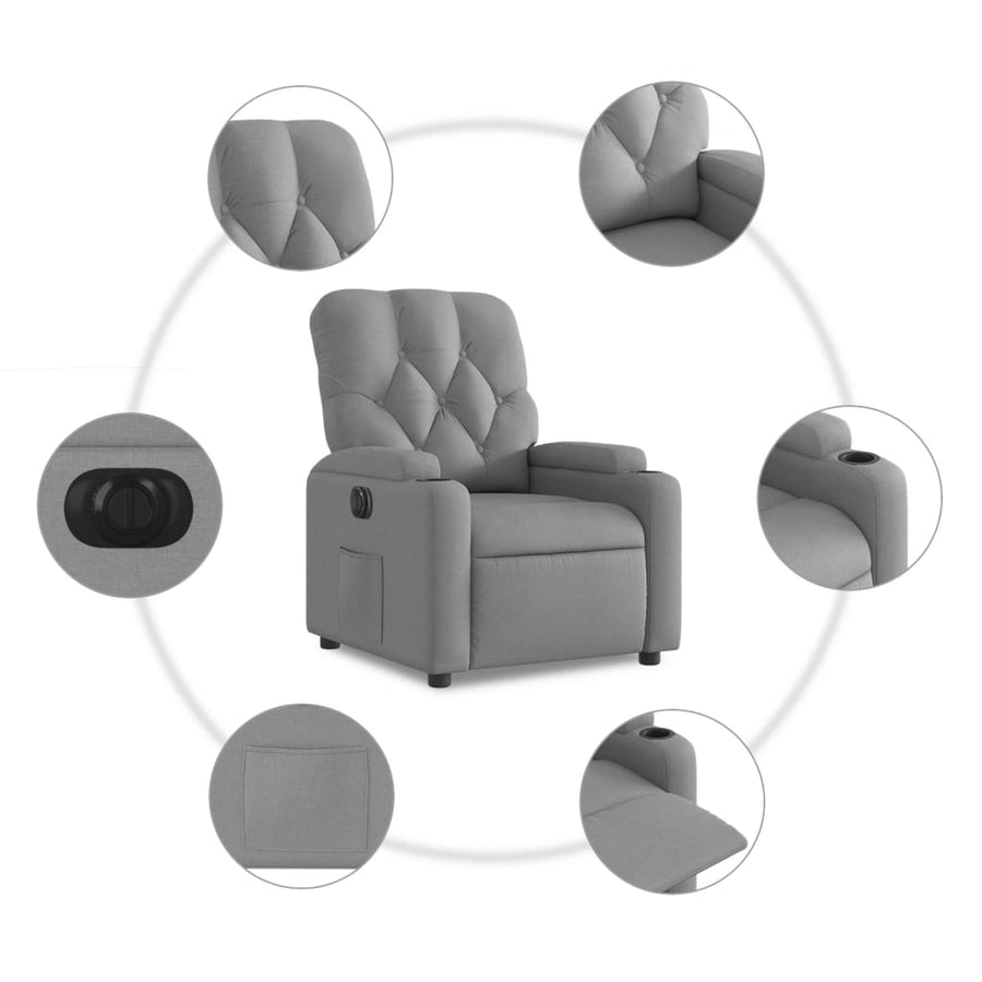 Fauteuil elektrisch verstelbaar stof lichtgrijs Nee Elektrisch verstelbaar