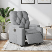 Electrically adjustable armchair, light grey fabric