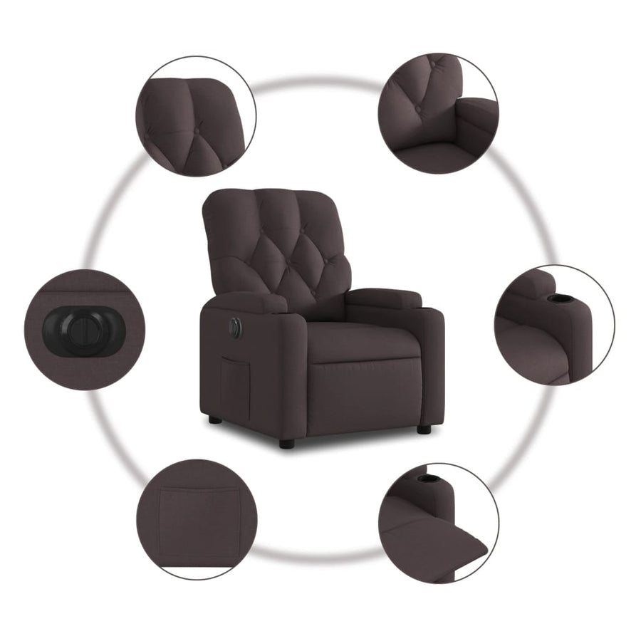 Fauteuil verstelbaar elektrisch stof donkerbruin 1 Nee