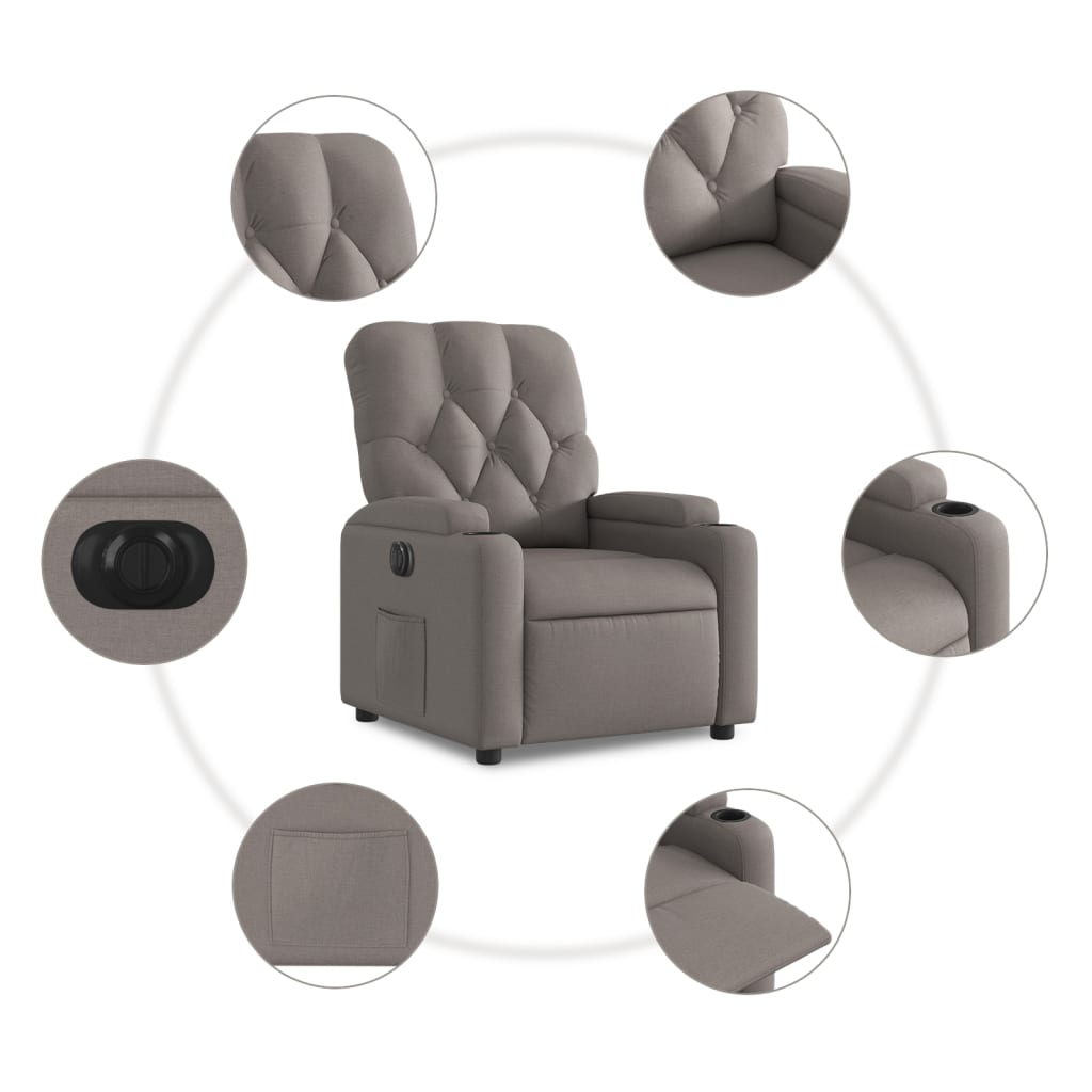 Fauteuil Verstelbaar Elektrisch Stof Taupe Nee Elektrisch verstelbaar