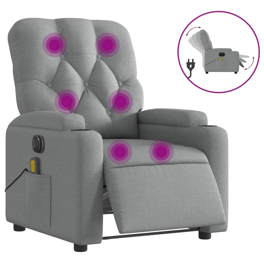 Massagestoel Stof Lichtgrijs Ja Elektrisch verstelbaar